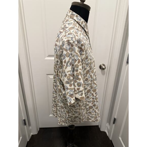 Mountain Express Men’s L Short Sleeve Shirt 100% Cotton Retro Geometric Print - Picture 2 of 10